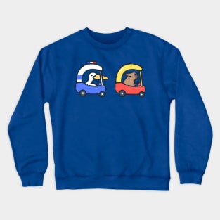 capybara and pelican car chase Crewneck Sweatshirt